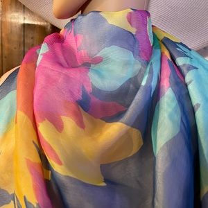 Vtg Denise Francelle Paris silk flower scarf